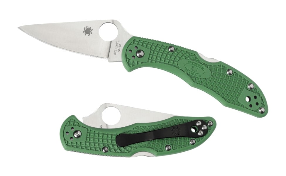 Spyderco Delica 4 Drop Point Folding Knife, 2.875", Green - C11FPGR