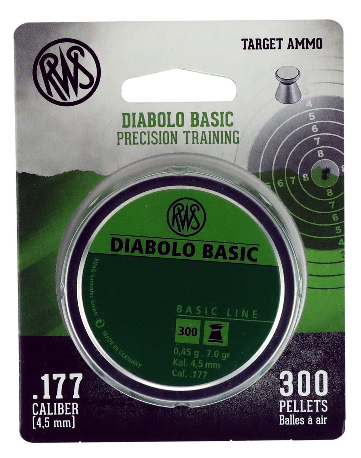 Umarex RWS Diabolo .177 7 gr Wadcutter Pellet, 300/Tin - 2317398
