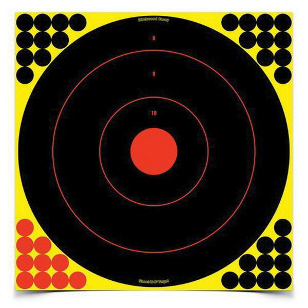 Birchwood Casey Shoot-N-C 17.25" Self-Adhesive Bullseye Target, Black/Red, 100/pack - 34170