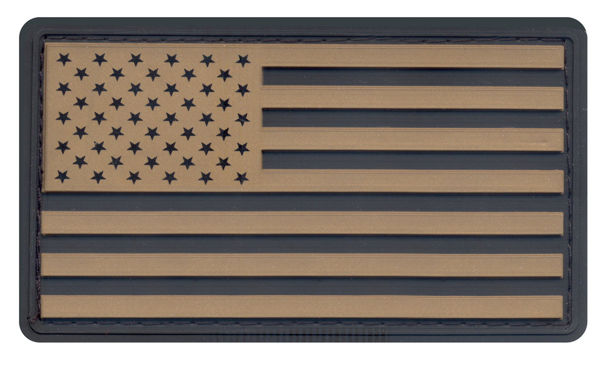 Rothco Pvc Us Flag Patch With Hook Back - Black - Khaki, Packaging Bulk Packaging