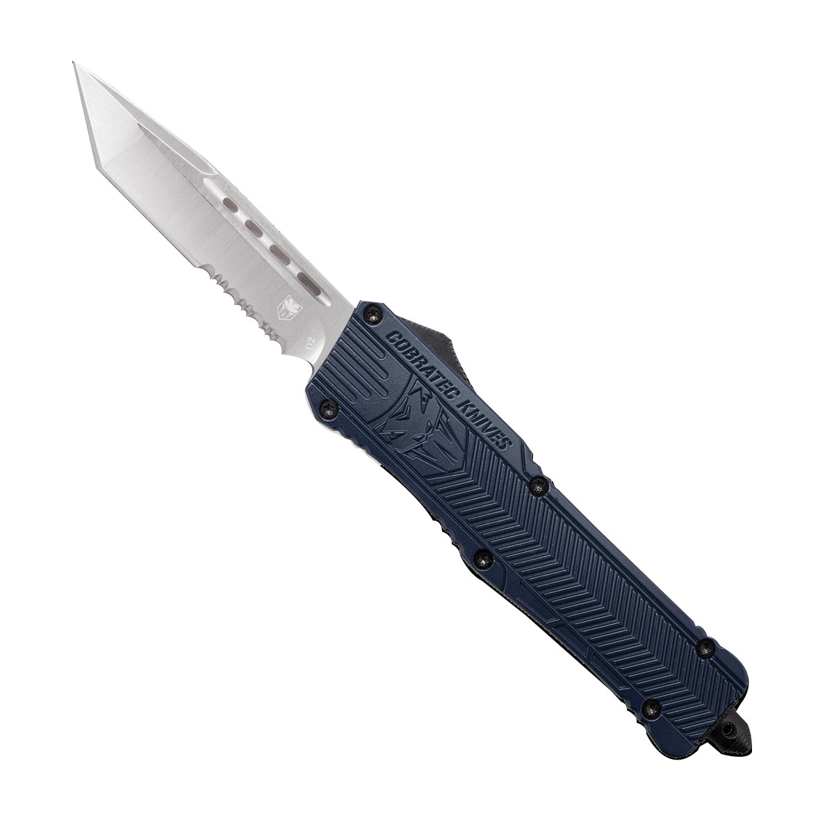 CobraTec Knives CTK-1 Large OTF Knife Tanto Serrated, NYPD Blue - LNYCTK-1LTS