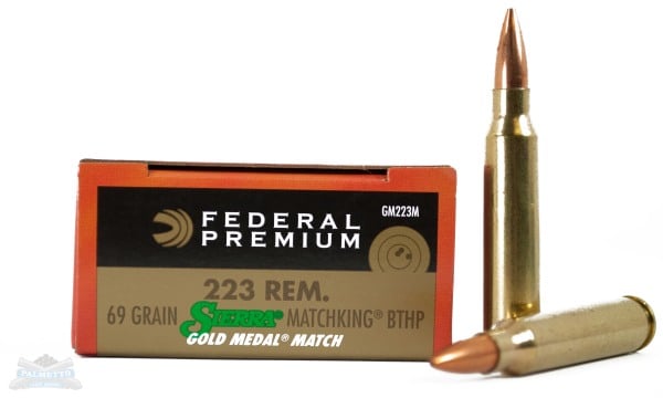 Federal 223 69gr Sierra MatchKing BTHP Gold Metal Match Ammunition 20rds -GM223M