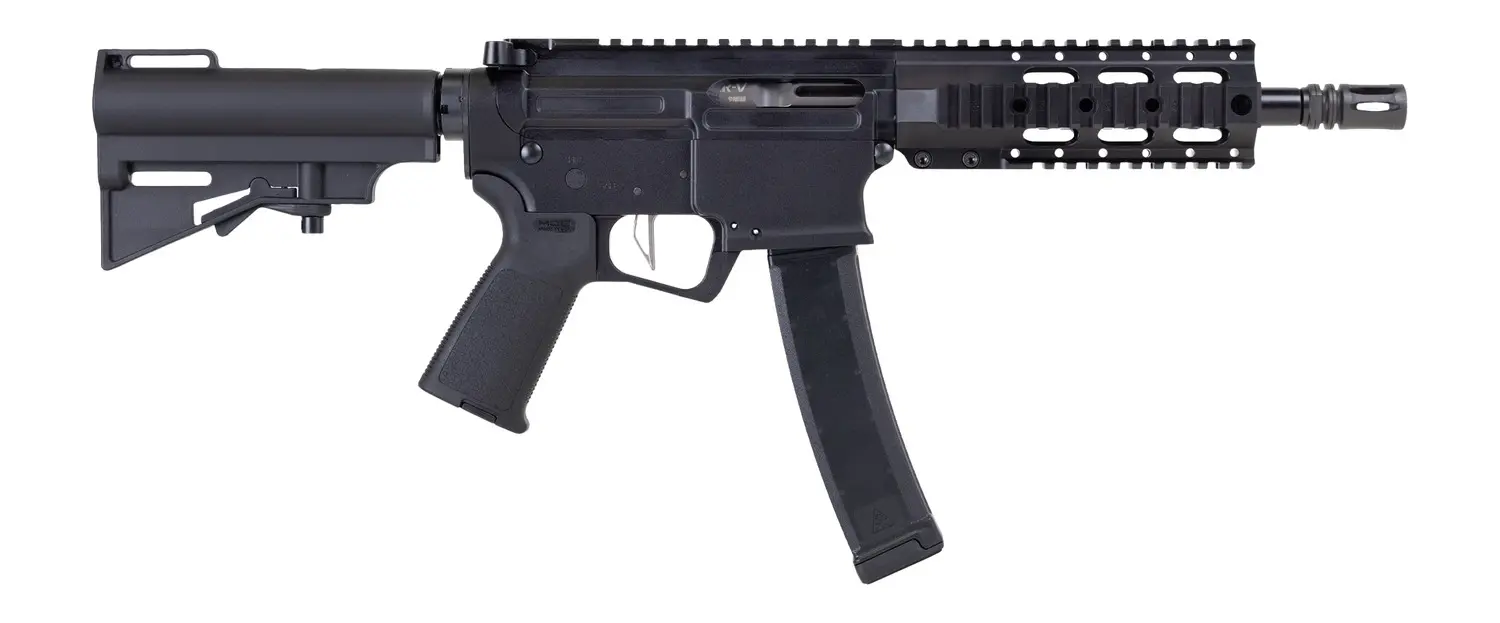 Dpms Panther Arms DP51655221916 Kitty Kat S9 9mm Luger 33+1 8" Black Nitride Heavy Threaded Barrel, Black Hardcoat Anodize Aluminum Receiver w/Picatinny Rail, DPMS Quad Rail Handguard, Black Polymer S