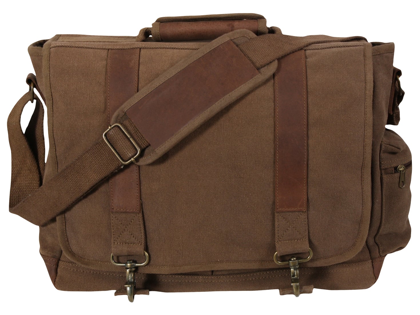 Rothco Vintage Canvas Pathfinder Laptop Bag With Leather Accents - Earth Brown