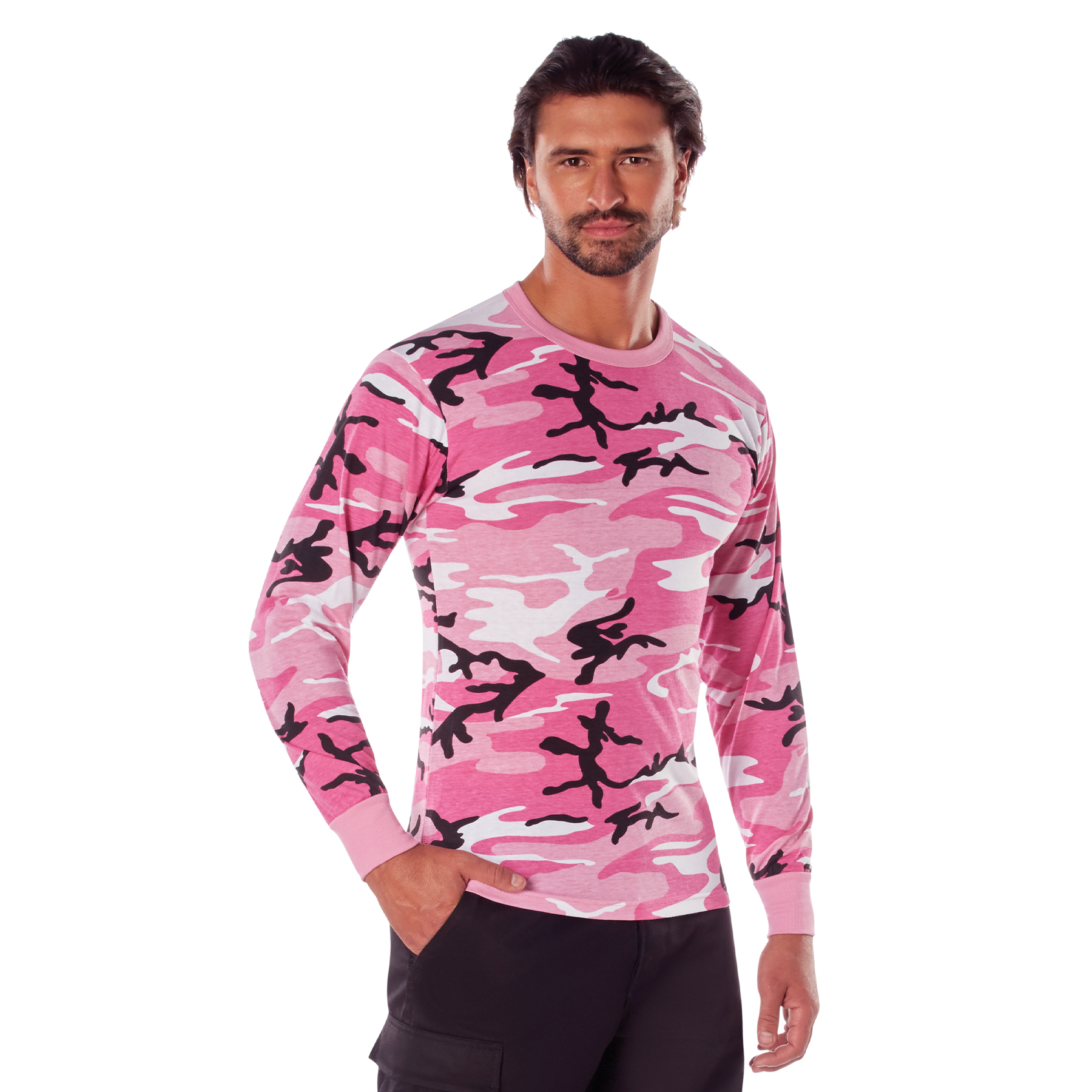Rothco Long Sleeve Color Camo T-Shirt - Pink Camo, Medium