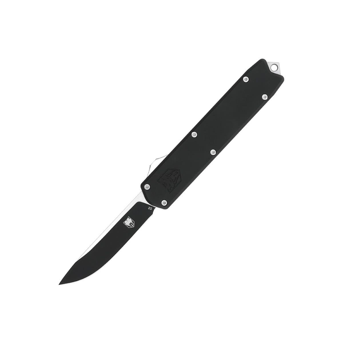 CobraTec Knives Dominator Medium OTF Drop Point Knife, Black - MCTDOMBLK