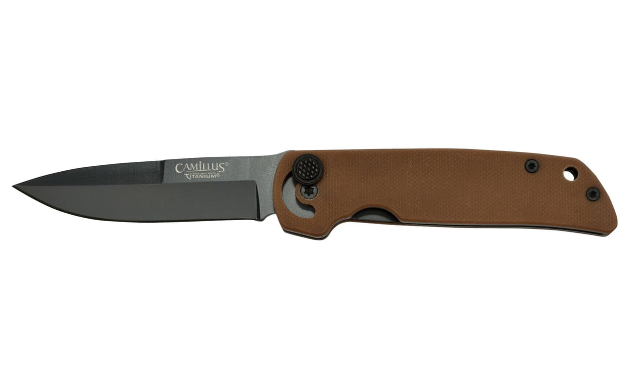 Camillus Cuda Mini Folding Drop Point Knife, Coyote Brown - CAM-19635