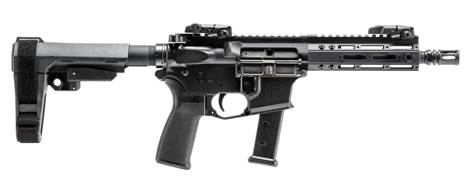 Alpha Foxtrot AA08X1HXX-XABK20 AFMG9 9mm Luger 20+1 7.50" Black QPQ Threaded Barrel, M-LOK Handguard, Black Anodized Aluminum Receiver w/Picatinny Rail, Black Polymer SB Tactical Brace, MFT Grip