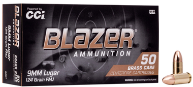 CCI Blazer Brass 9mm Luger 124 Grain Full Metal Jacket
