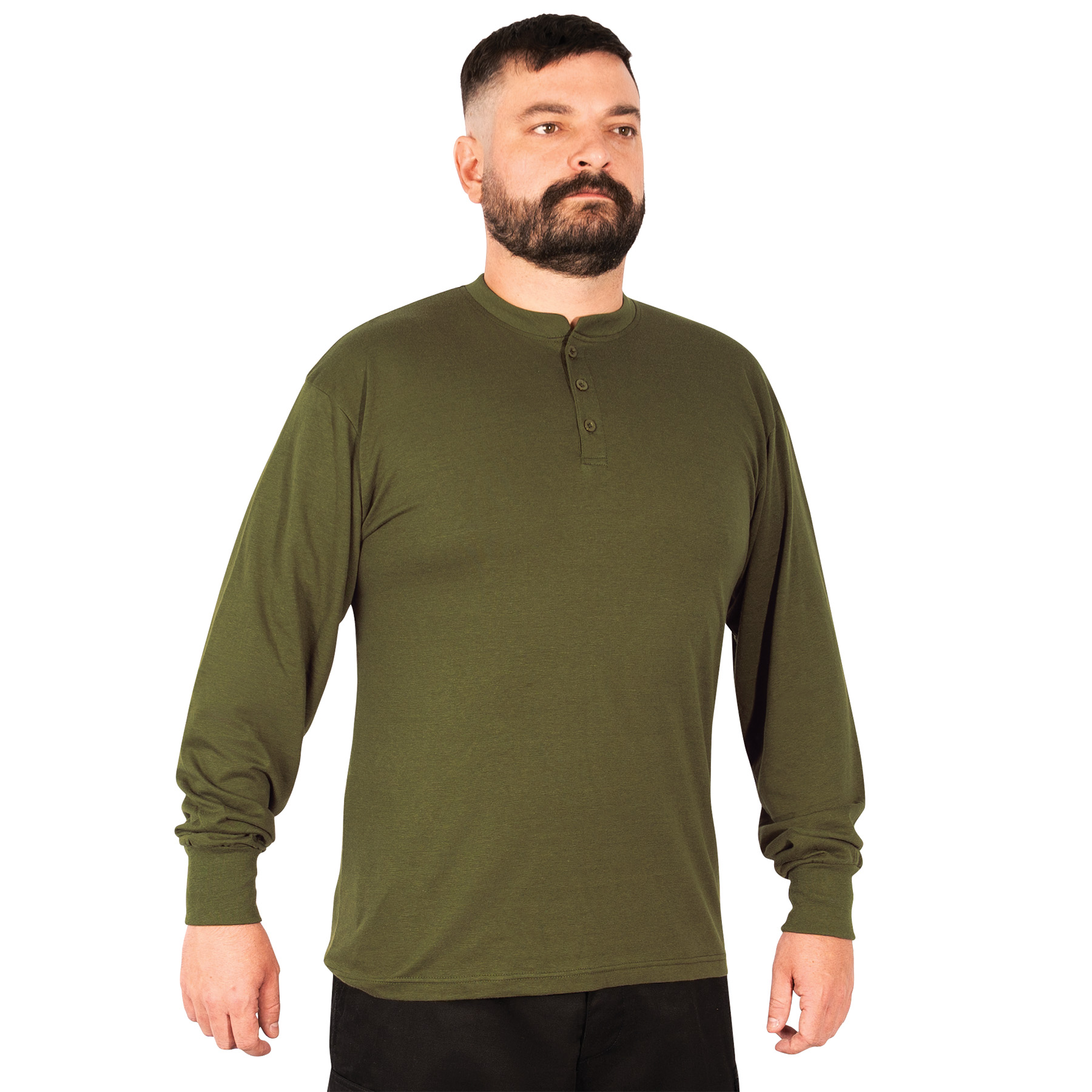Rothco Long Sleeve Henley T-Shirt - Olive Drab, 3X-Large