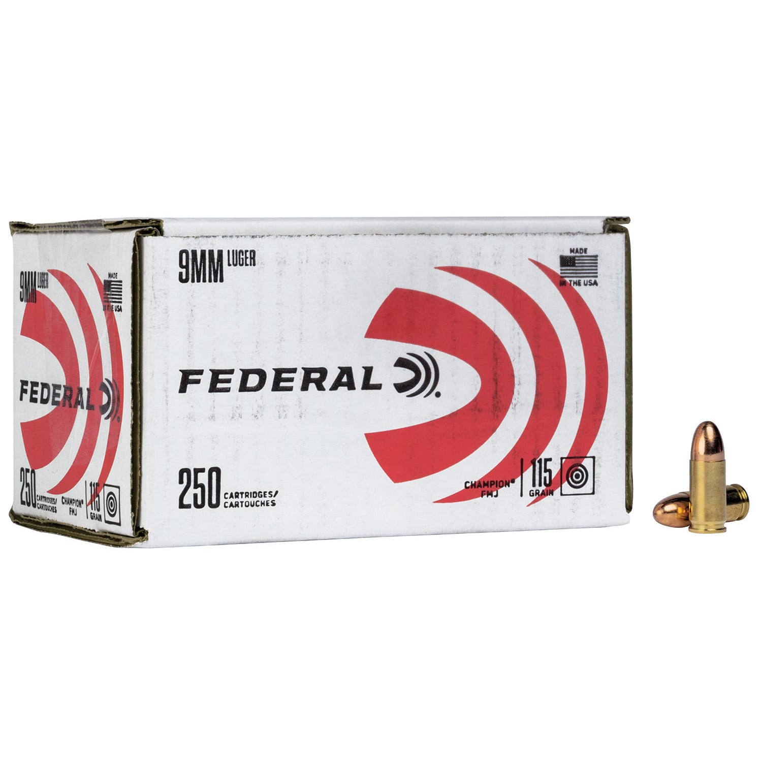 Federal Champion 9mm 115 gr FMJ Ammo, 250rds - C9115A250
