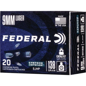 Federal S9SJT1 Syntech Defense 9mm Luger 138 gr Segmented Jacketed Hollow Point (SJHP) - 20rd Box