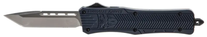 CobraTec Knives MNYCTK1MTNS CTK-1 Medium 3" OTF Tanto Plain D2 Steel Blade/NYPD Blue Aluminum Handle Features Glass Breaker Includes Pocket Clip