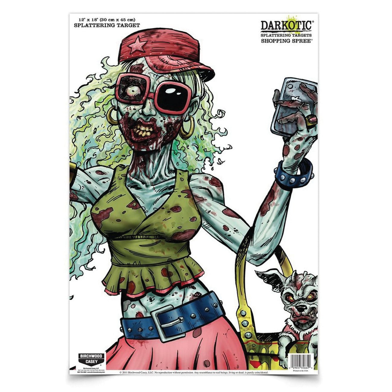 Birchwood Casey Darkotic Shopping Spree 12" x 18" Zombie Valley Girl Splatter Target, Multi-Color, 8/pack - 35665