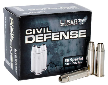 Liberty Ammunition Civil Defense 38 Special 50 Grain Hollow Point (HP) Ammo