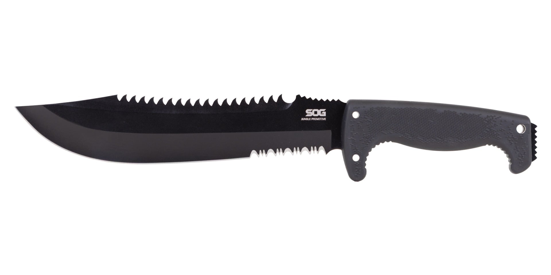 SOG Knives Jungle Primitive 9.5" Clip Point Fixed Blade Knife, Black - SOGF03TNCP