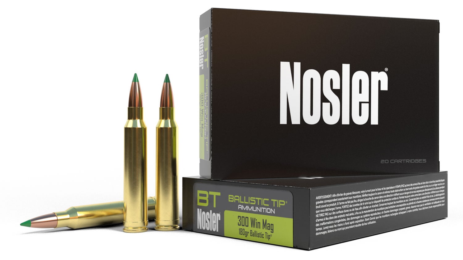 Nosler Ballistic Tip Rifle Ammunition 300 Win. Mag. 180 gr. BT SP 20 rd.