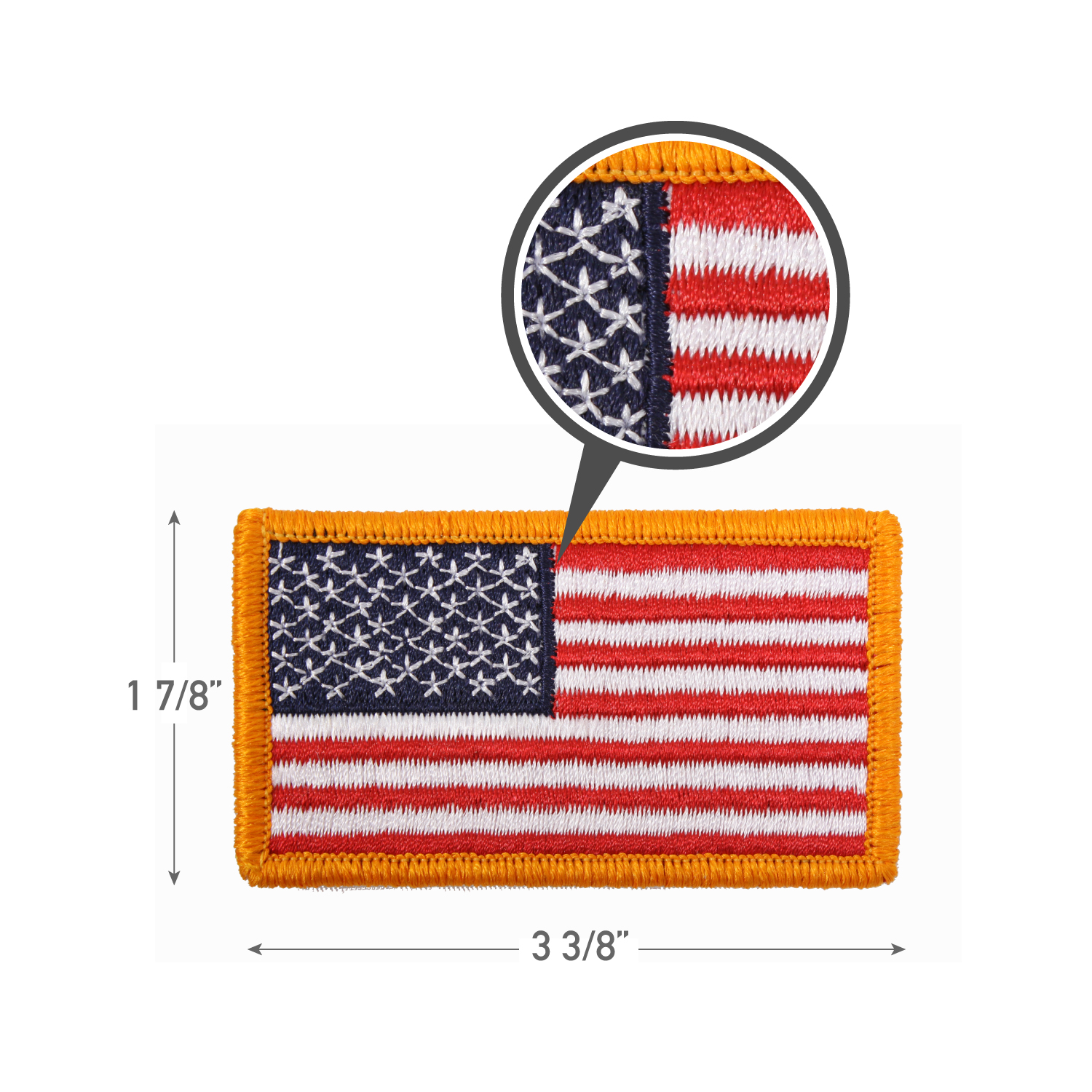 Rothco American Flag Patch - Hook Back, Red White Blue With Yellow Border, Orientation Normal