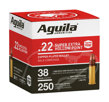 Aguila Super Extra Rimfire 22 LR 38 Grain Copper Plated Hollow Point Ammunition