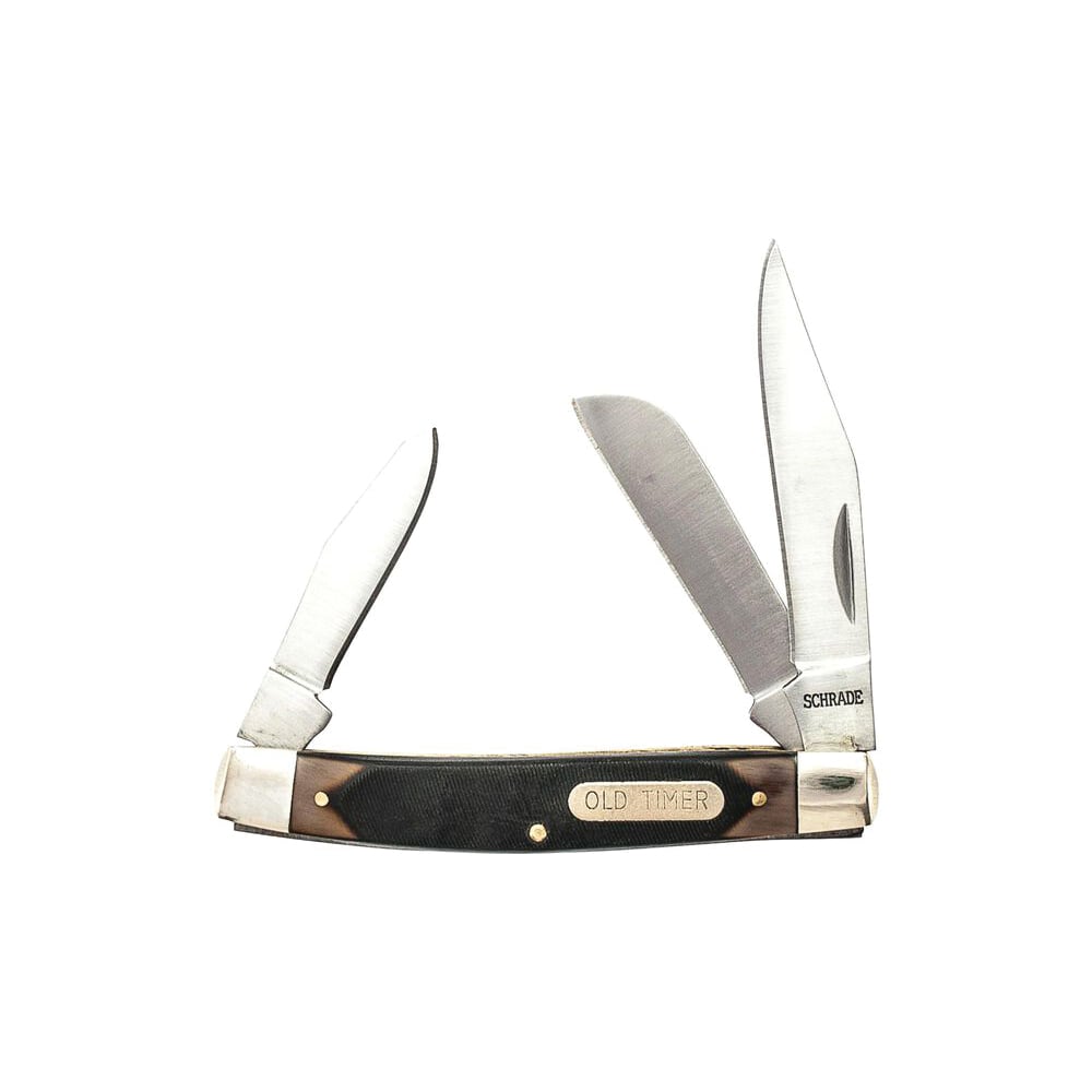 Old Timer 34OT Middleman Folding Knife Clip Point/Sheepsfoot/Spey, Brown