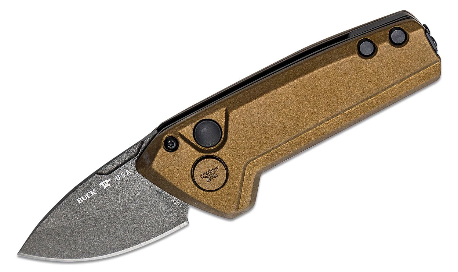 Buck Mini Deploy Auto Folding Drop Point Knife, Burnt Bronze - 0839BRS1-B
