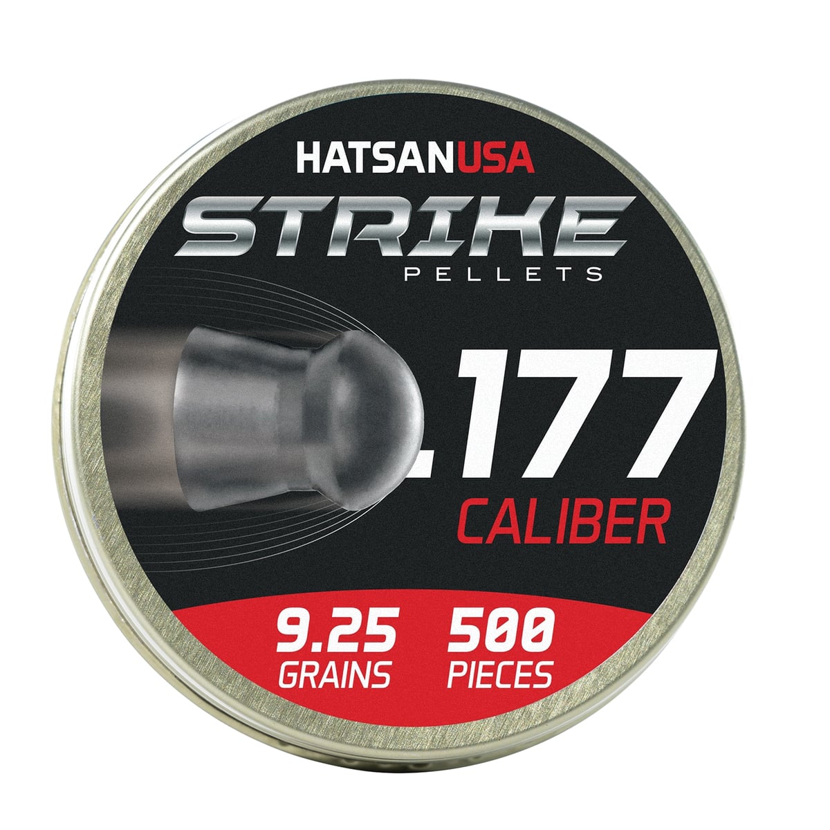 Hatsan USA Vortex Strike Pellets .177 Caliber Domed Airgun Rifle Pellet, 9.25 gr 500rds