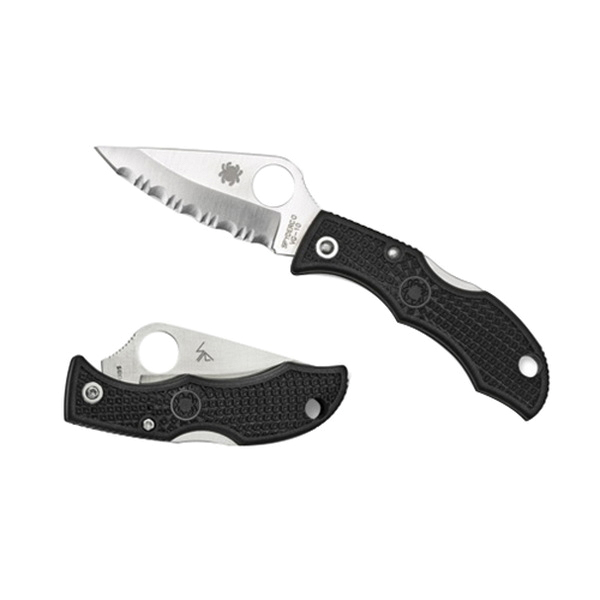 Spyderco Ladybug 3 Compact Black Serrated Clip Point Folding Knife - LBKS3