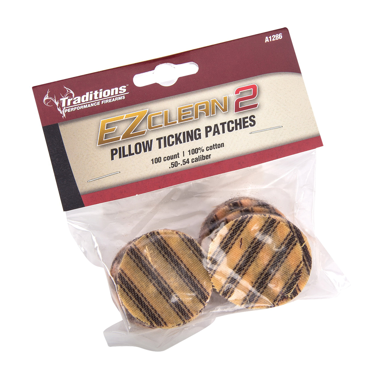 Traditions Firearms EZ Clean 2 Pillow Ticking Patches, .50 to .54, 100/bag - A1286