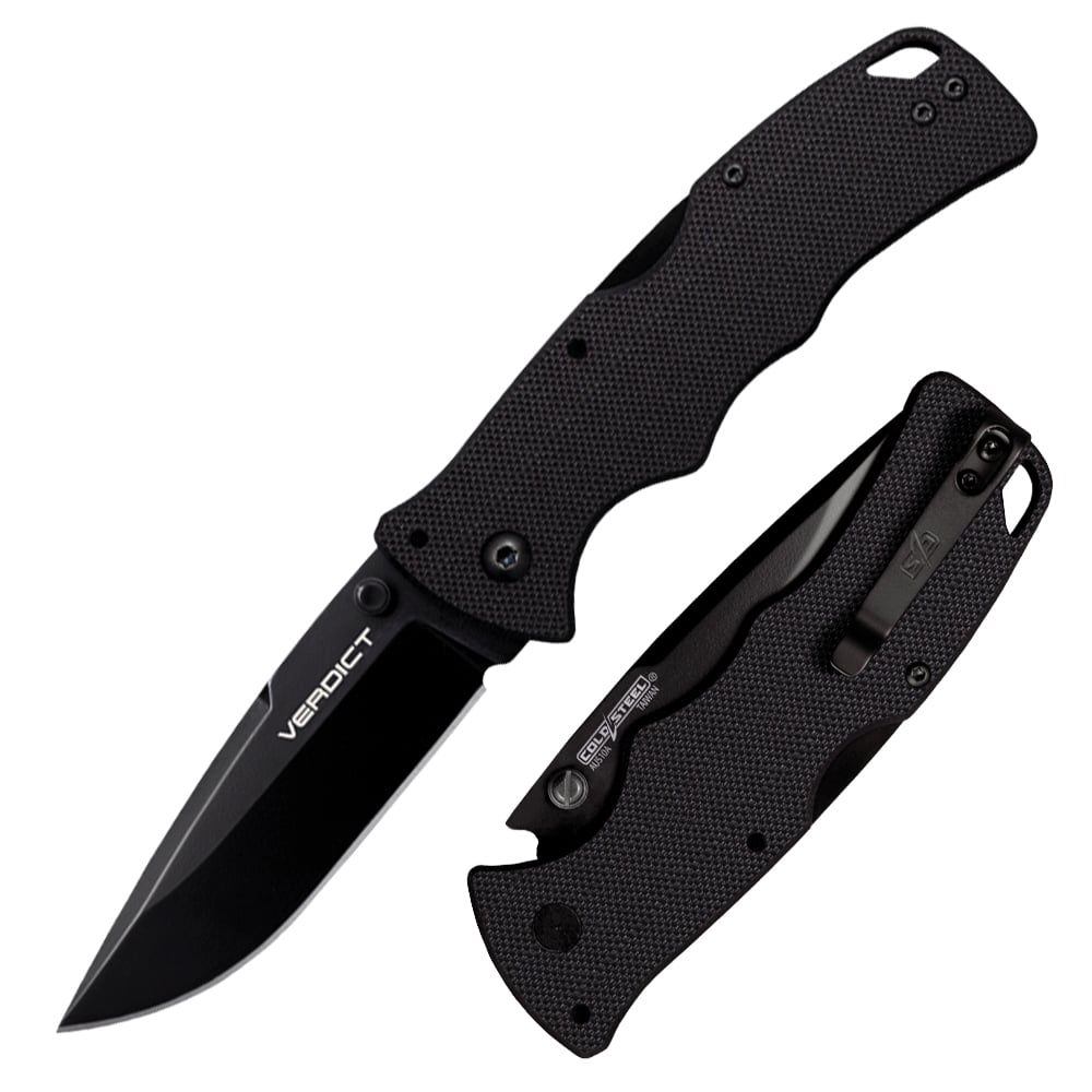 Cold Steel Verdict Folding Knife Spear Point Black - Secure Lockback, Ideal for EDC and Tactical Use - CS-FL-C3SP10A