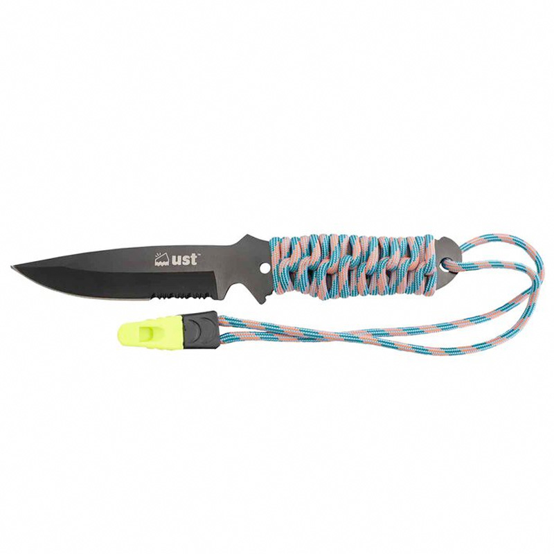 UST ParaKnife 4.0 PRO 4" Paracord Handle w/ Fire Starter Fixed Blade Knife, Black - 1156868