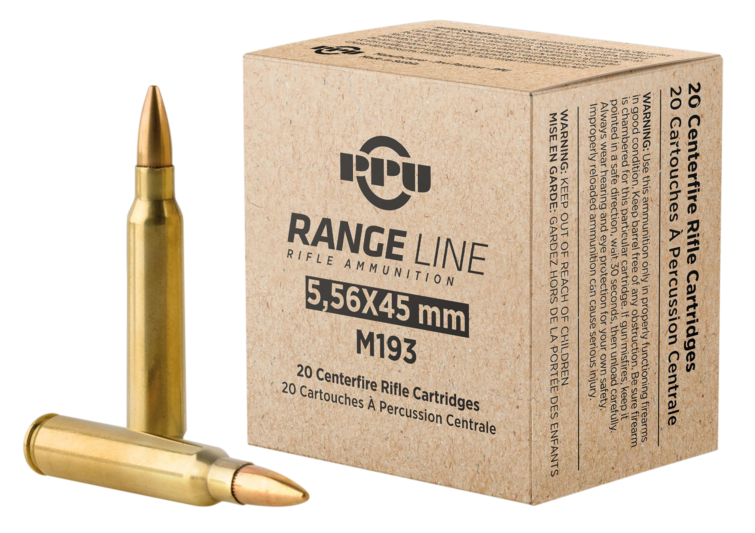 PPU 5.56mm 55 Grain FMJ Boat Tail Ammo  (Box)