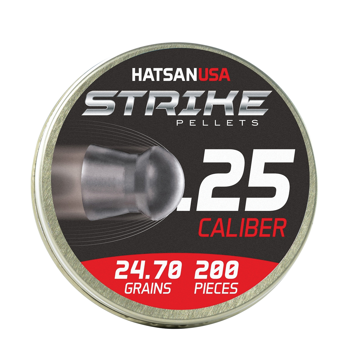 Hatsan USA Vortex Strike Pellets .25 Cal Domed Airgun Rifle Pellet, 24.70 gr 200rds