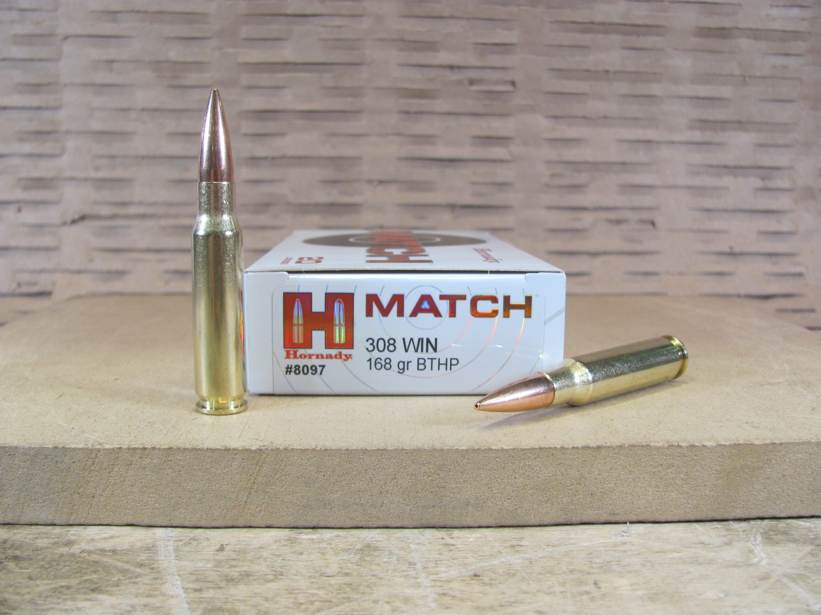 20 Round Box – 308 Win 168 Grain BTHP Hornady Match Ammo – 8097