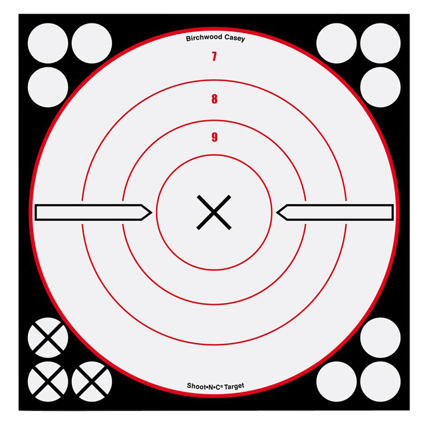 Birchwood Casey Shoot-N-C 8" Self-Adhesive Target, White/Black, 6/pack - 34802