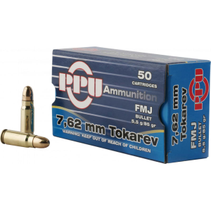 Prvi Partizan PPU PPH7TF Handgun 7.62x25mm Tokarev 85 GR Full Metal Jacket - 50rd Box