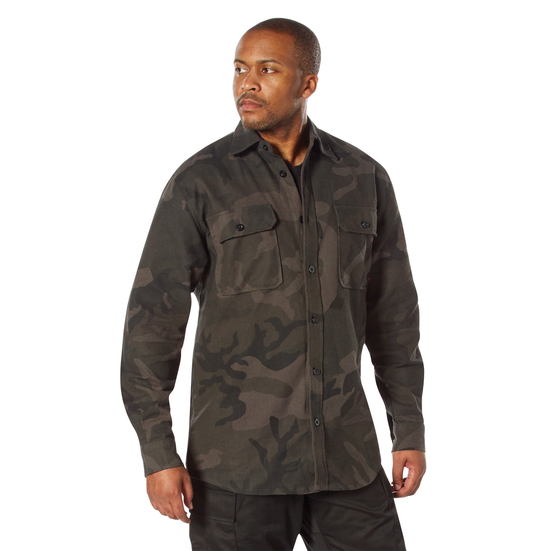 Rothco Midnight Camo Flannel Shirt - Midnight Black Camo, Medium