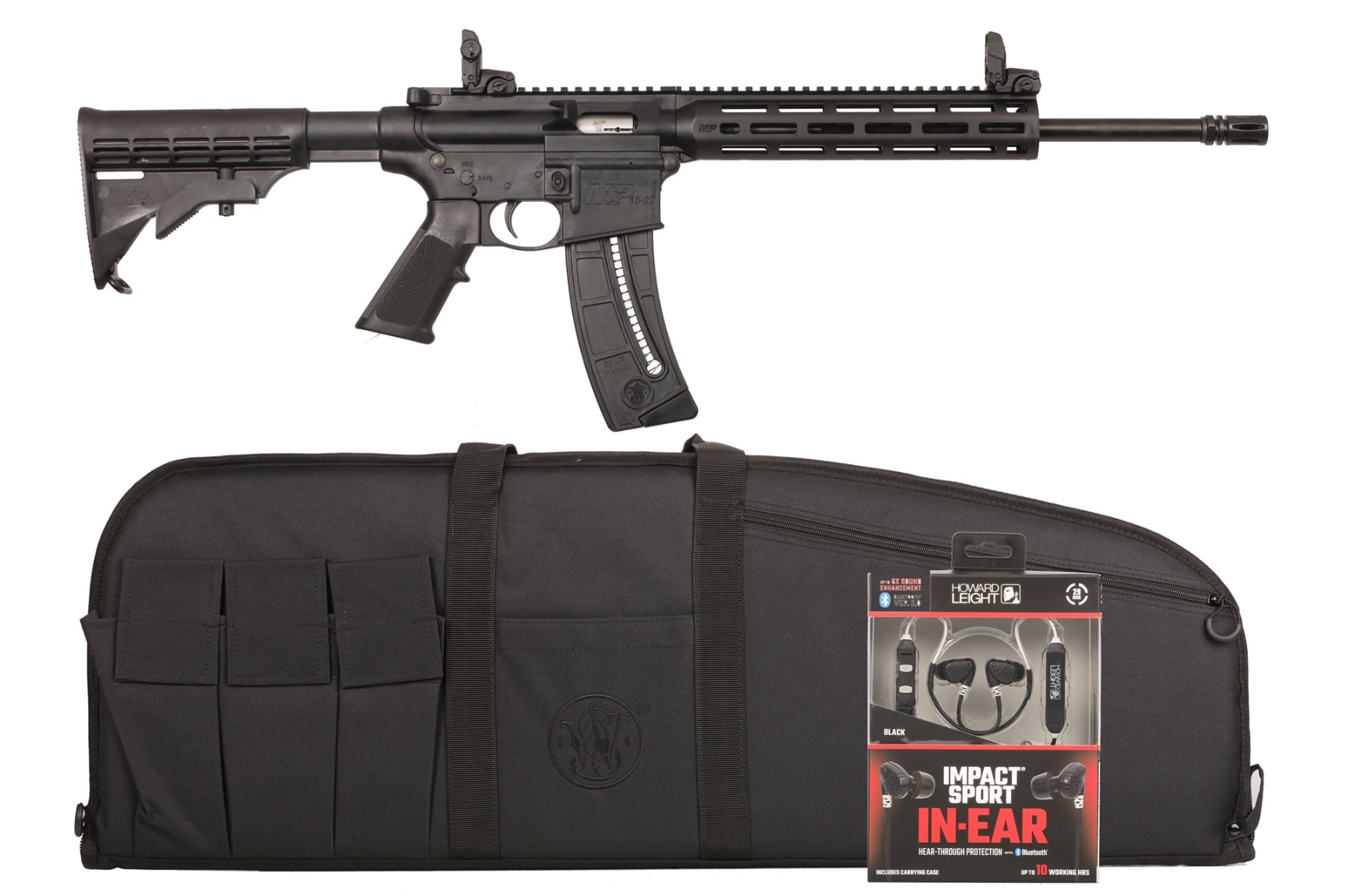 S&W M&P15-22 SPORT 22LR 16.5″ – 25-SH W/ EAR BUDS & CASE BLK - No Credit Card Fees - Free Shipping