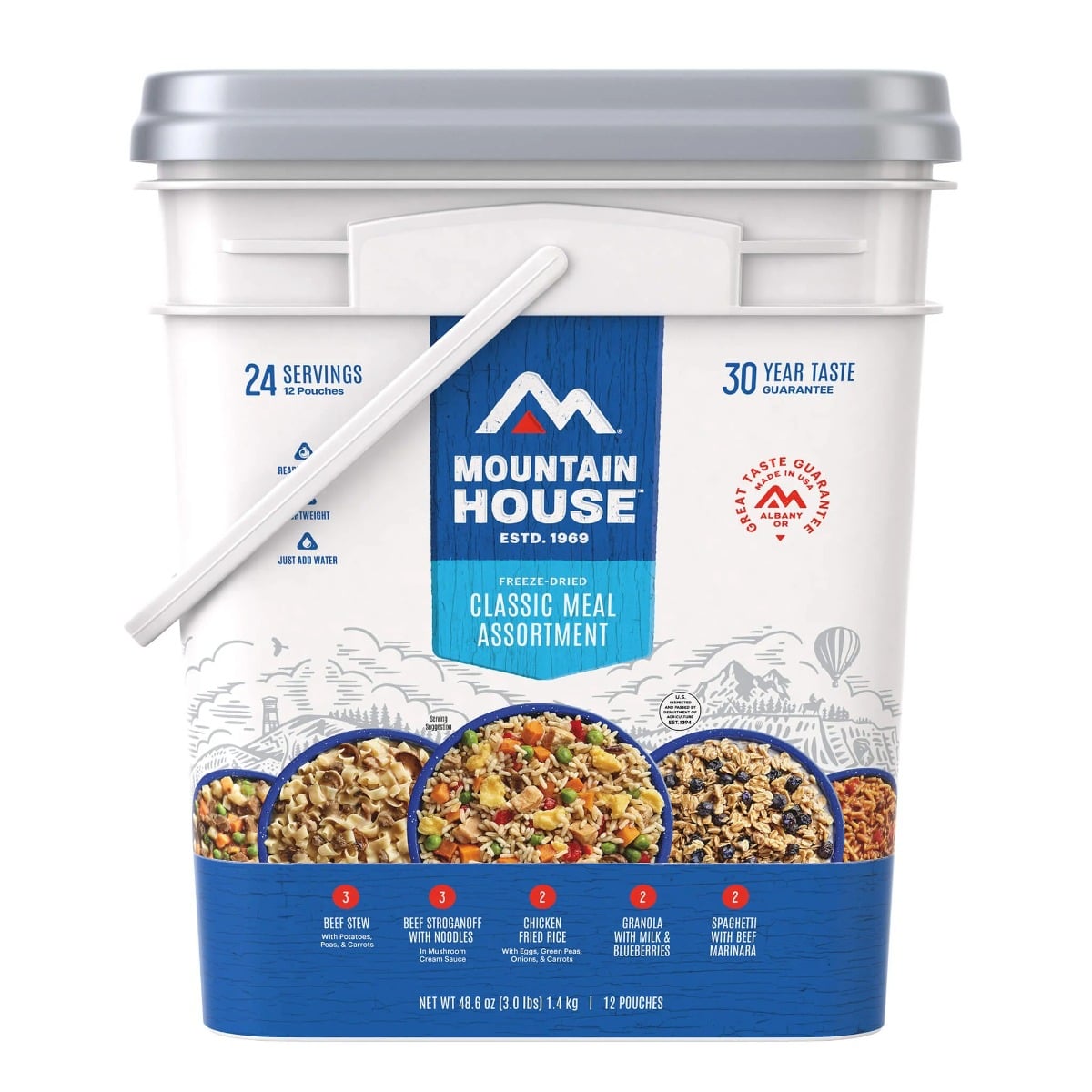 Mountain House Classic Meal Assortment Bucket Freeze Dried Food Supply - 81635