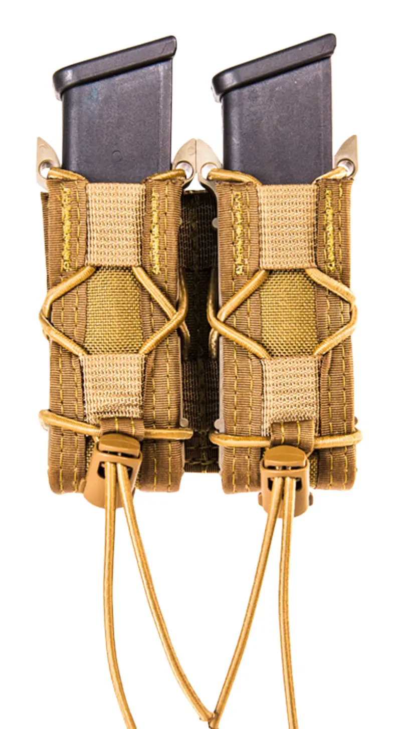 High Speed Gear 13PT12CB TACO Mag Pouch Double Coyote Brown Nylon Belt Compatible w/ Pistol
