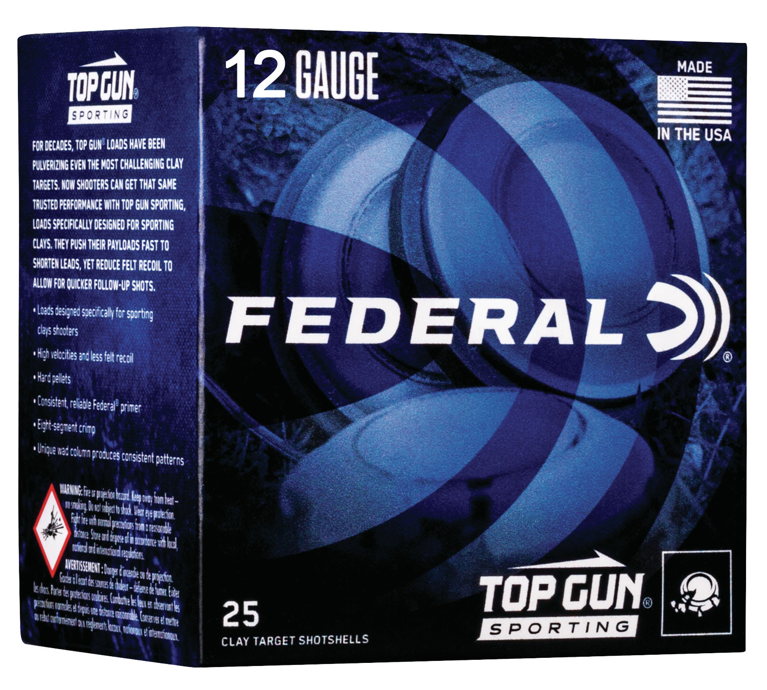 Federal Top Gun Sporting 2.75" 12 Gauge Ammo 8, 25/box - TGS12878