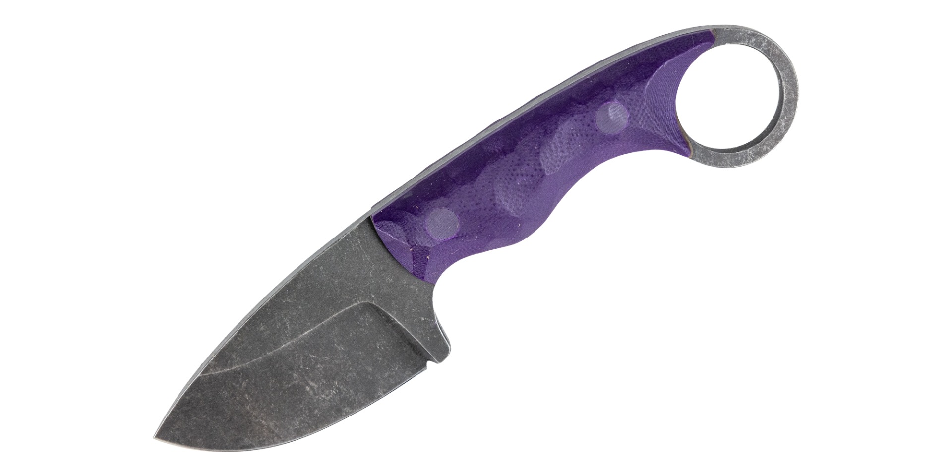 The Wizard Forge Purple Green Gremlin Fixed Blade Knife w/ Purple Tiger Stripe Kydex Sheath - GREPUR014
