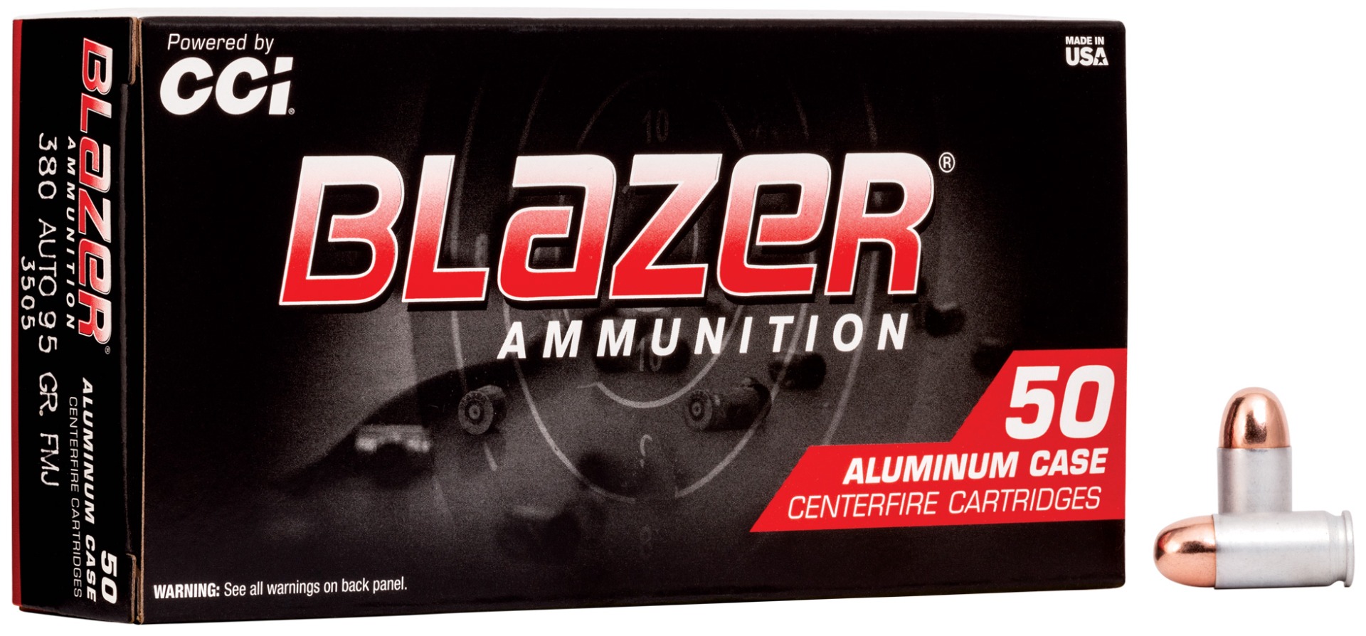 CCI Blazer 380 Auto/ACP 95gr TMJ Aluminum Case Ammunition 50rds - 3505