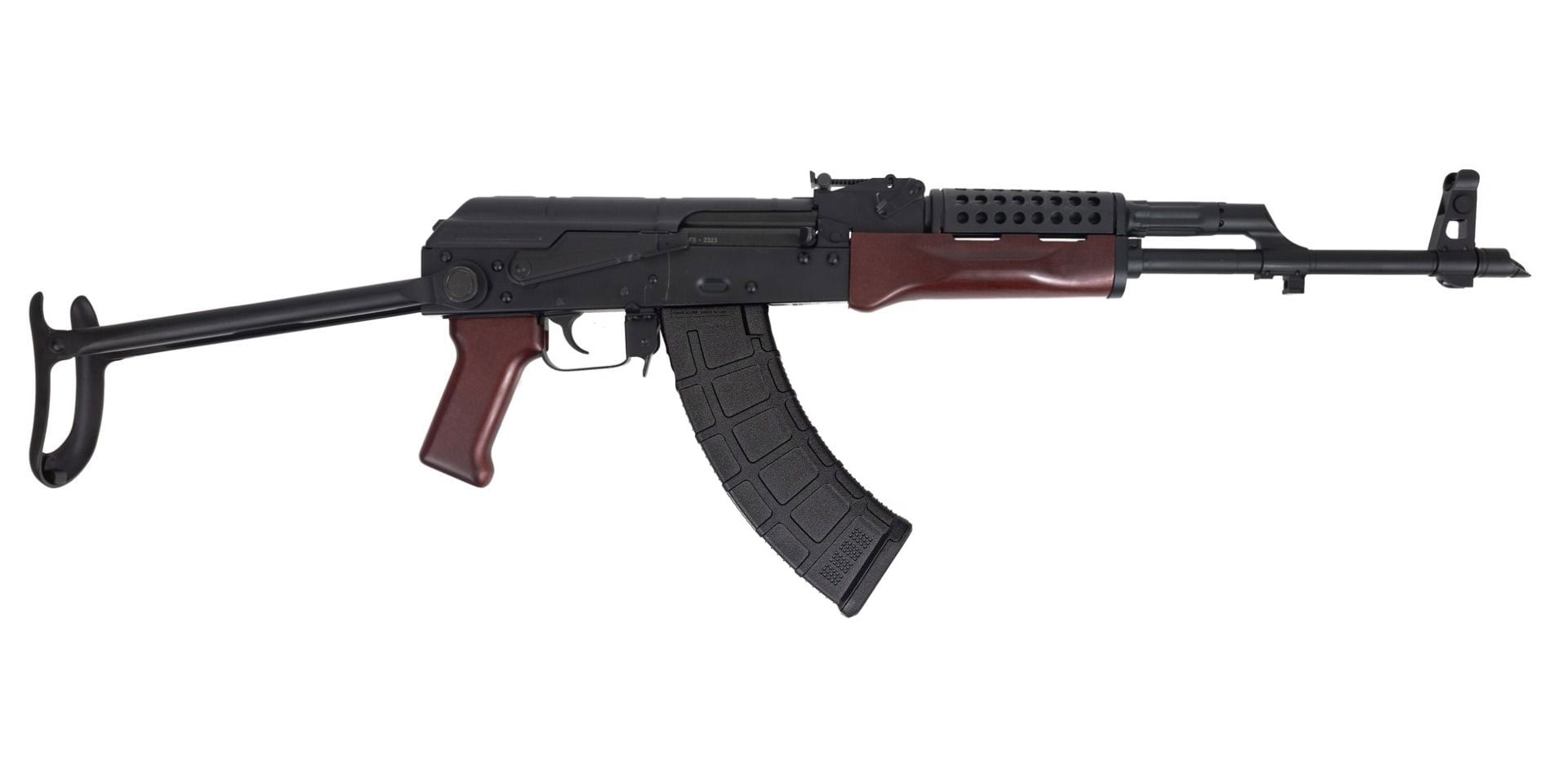 PSA AK-47 GF3 Forged Romanian Under Folding Rifle with Cheese Grater Upper Handguard, Redwood