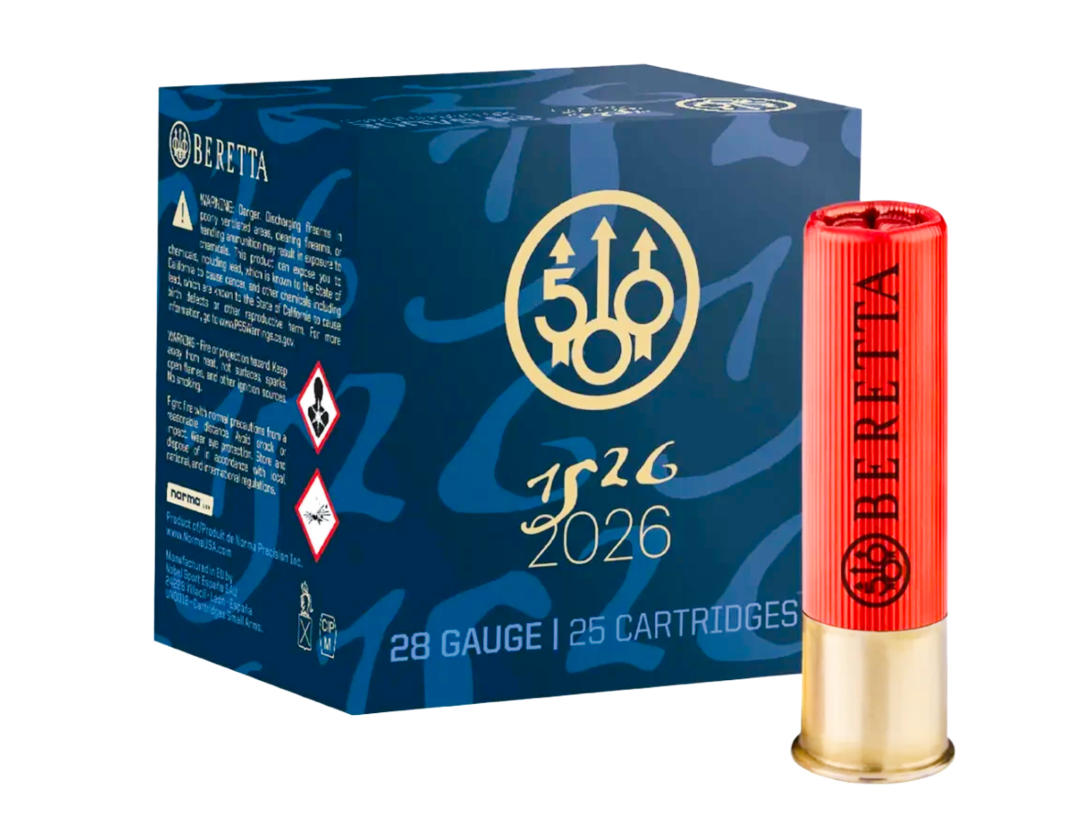 Beretta 500th Anniversary Limited Edition 28 Gauge 2-3/4" #8 Shot 3/4oz Shotshells, 25Rds