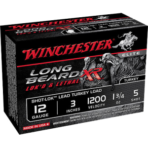 Winchester Ammo STLB1235 Long Beard XR Shot-Lok Turkey 12GA 3\" 1-3/4oz #5 Shot - 10sh Box
