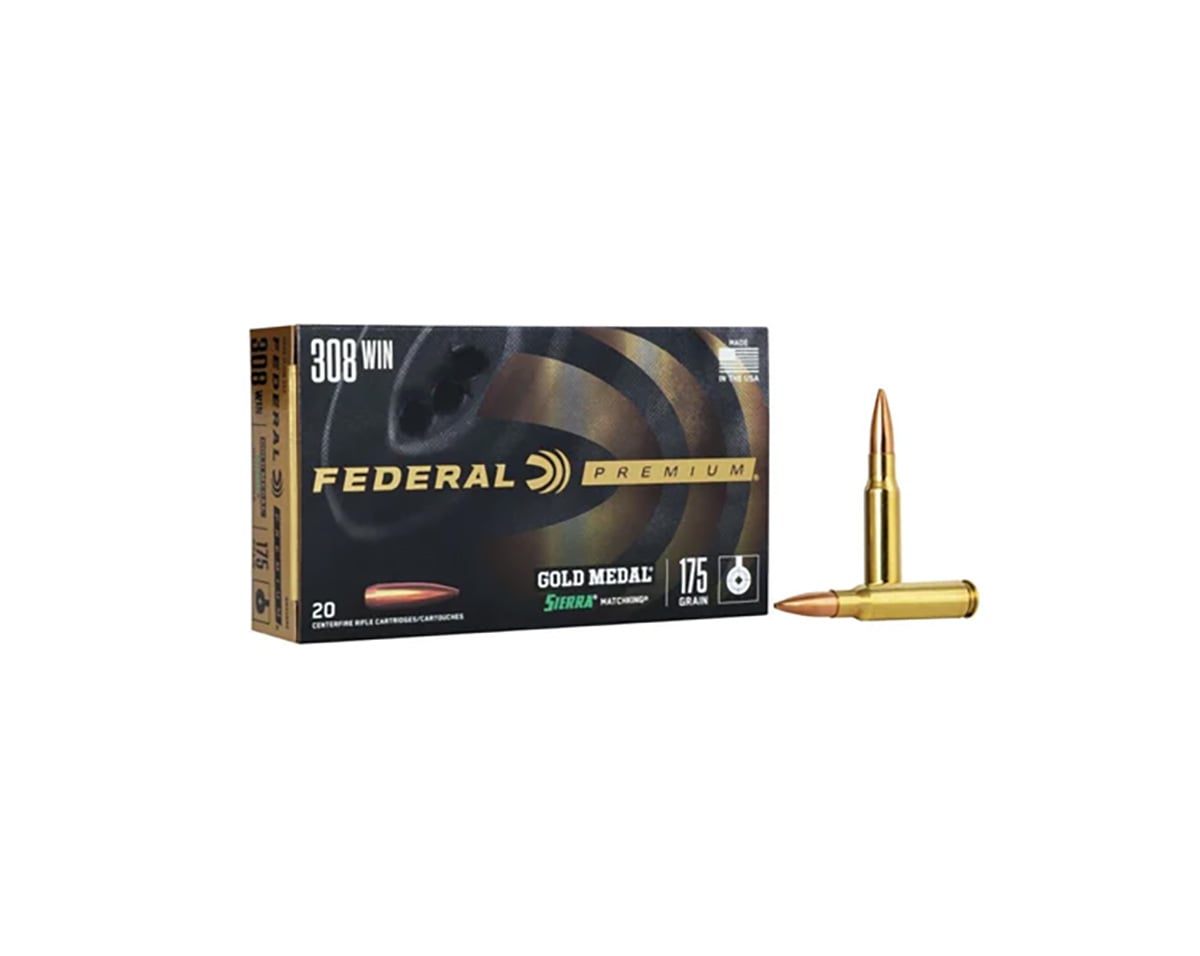 Federal Premium Gold Medal Sierra MatchKing Rifle Ammunition .308 Win 175 gr BTHP 2600 fps – 20/ct