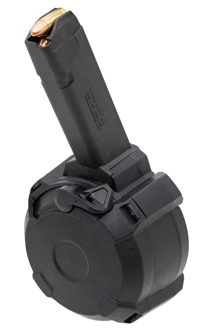 Magpul PMAG D-50 Glock Pistol 9mm 50 Round Drum Magazine, Black - MAG1033-BLK