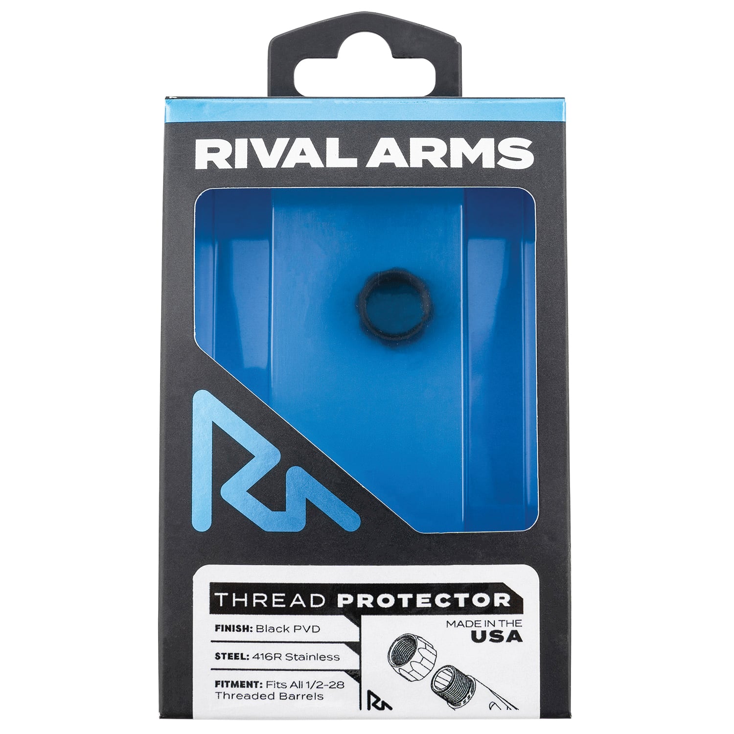Rival Arms Barrel Thread Protector 1/2"-28 tpi, Black PVD - Protective Thread Cover - RA-RA300001A