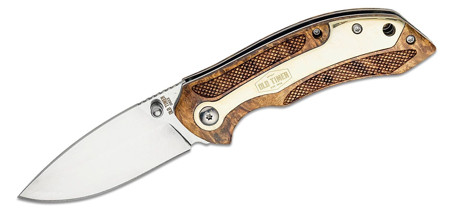 Old Timer Ironwood Folding Drop Point Knife, Brown - 1190129