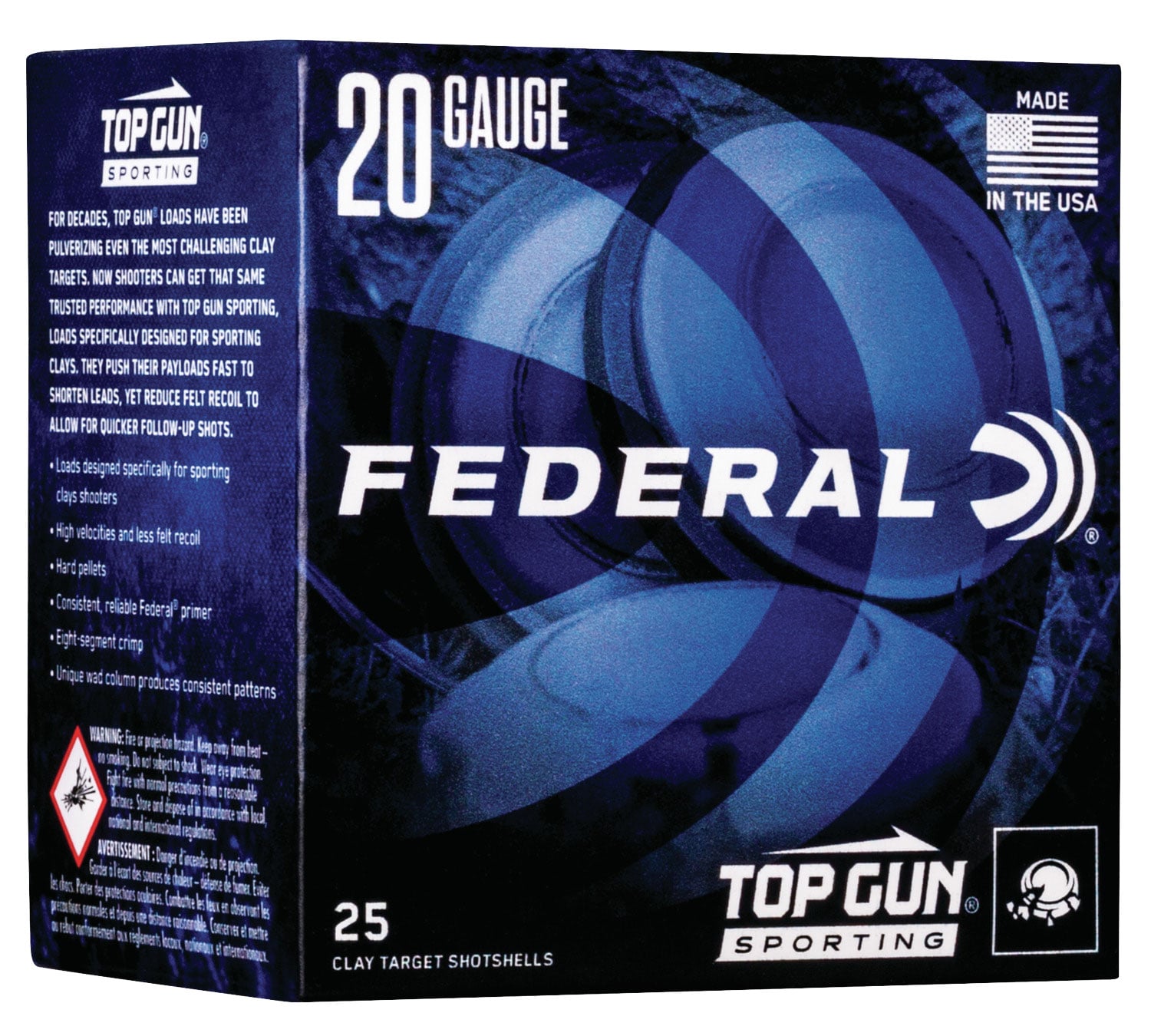 FEDERAL TOP GUN 20GA 2 3/4″ 7/8OZ 1,250 FPS 7.5 25 RD/BX 10 BX/CS - No Credit Card Fees - Low, flat rate shipping